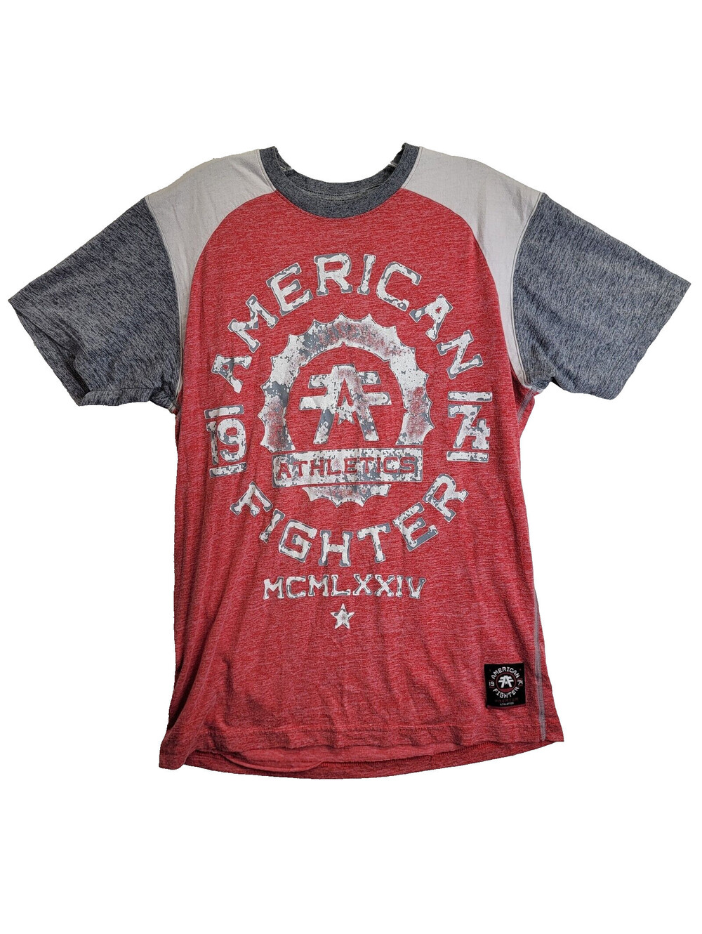 American Fighter T-Shirt Men Large White Graphic Print Athletics 1974